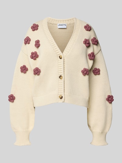 Jake*s Casual Strickjacke mit überschnittenen Schultern und V-Ausschnitt Ecru 2