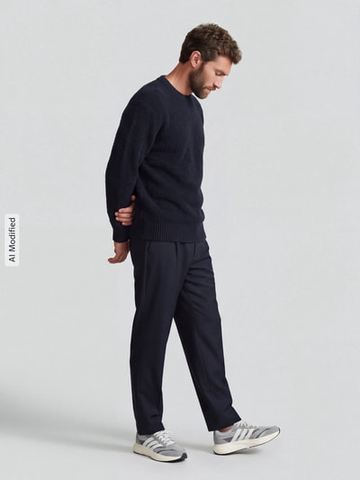 Selected Relaxed Fit Pullover aus Baumwoll-Mix Modell 'ALEX' Marine 1
