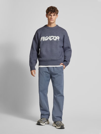 Pegador Oversized Strickpullover mit Label-Stitching Modell 'TRIPOLE' Rauchblau 1