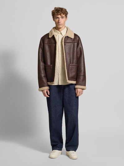 Jack & Jones Kurtka z listwą guzikową model ‘CAMBRIDGE’ Ciemnobrązowy 1