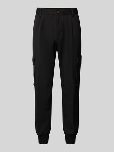 HUGO Tapered Fit Cargohose mit Strukturmuster Modell 'Glavin' Black 2