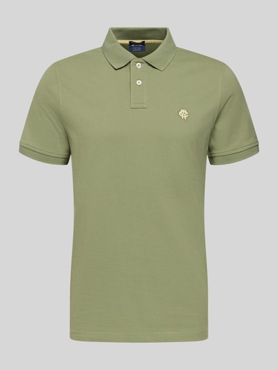 Produktfoto, Slim Fit Poloshirt mit Logo-Stitching von MCNEAL in olivgrün aus reiner Baumwolle mit Polokragen, Textur glatt