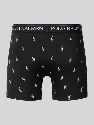 Produktfoto, Trunks aus Baumwoll-Mix im 3er-Pack von Polo Ralph Lauren Underwear, unifarben schwarz mit Label-Bund und Logo-Print, elastischer Bund, glatte Oberfläche