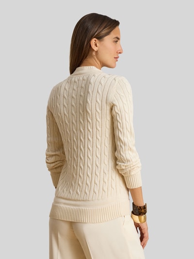 Lauren Ralph Lauren Sweter o kroju regular fit z mieszanki bawełny z wyhaftowanym logo Beżowy 5