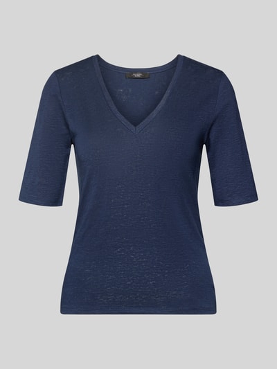 Produktfoto, Regular Fit T-Shirt aus Leinen-Mix Modell 'OPZIONE' von Weekend Max Mara, mehrfarbig, gestreift, Feinstrick, V-Ausschnitt
