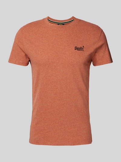 Superdry T-shirt z wyhaftowanym logo Pomarańczowy melanż 2