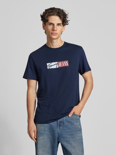 Tommy Jeans Slim Fit T-Shirt mit Label-Print Marine 4