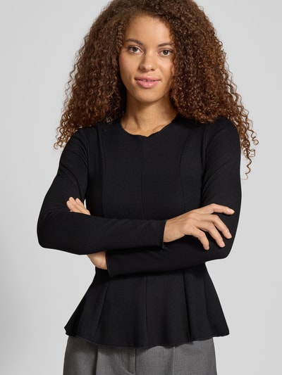 Only Shaped fit shirt met lange mouwen van viscosemix, model 'KENYA' Zwart - 3