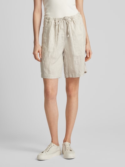 Marc O'Polo Linnen short met streepmotief Beige - 4