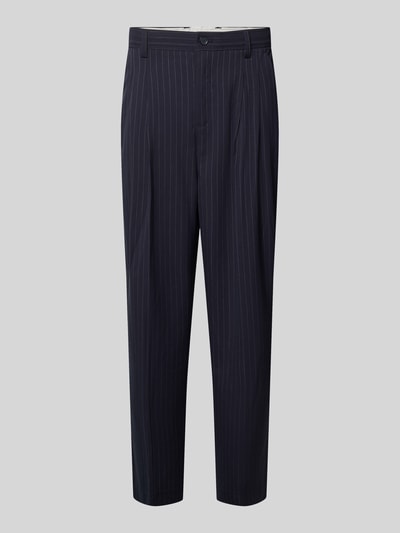 Produktfoto, schwarze Herren Stoffhose mit Bügelfalte, feine Nadelstreifen, gerade Passform, Modell 'GRANT' von Casual Friday, Material-Mix