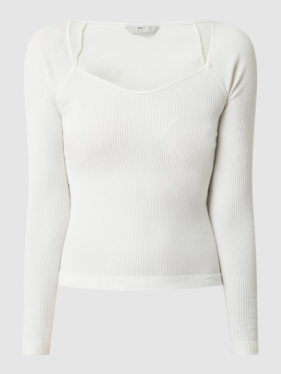 Only Cropped Longsleeve mit Stretch-Anteil Modell 'Gwen' Offwhite 2