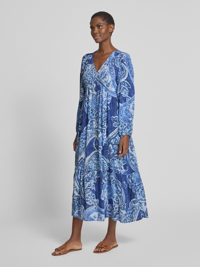 monari Midi-jurk met V-hals Blauw - 1