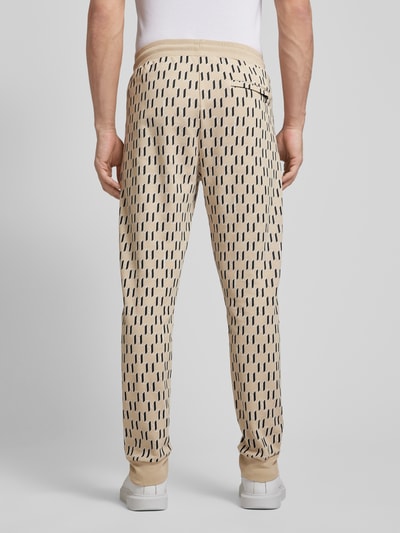 Karl Lagerfeld Straight fit sweatpants met all-over labelprint Zand - 5