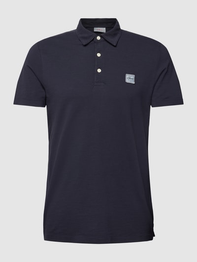 s.Oliver RED LABEL Poloshirt in gemêleerde look, model 'Washer' Marineblauw - 2