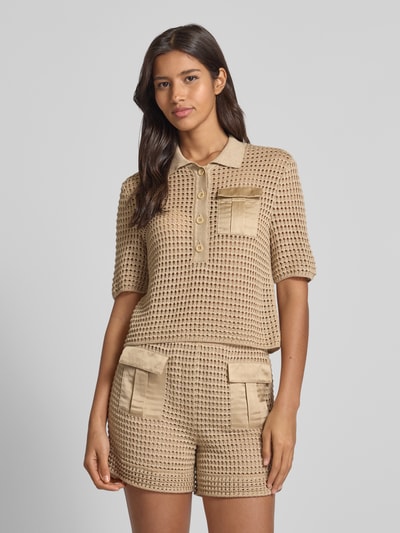 Marc Cain Strickshirt mit Polokragen und Brusttasche Sand 4