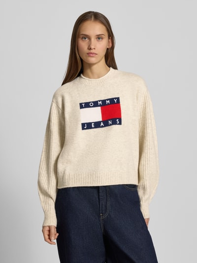 Tommy Jeans Korte gebreide pullover met wol Offwhite - 4