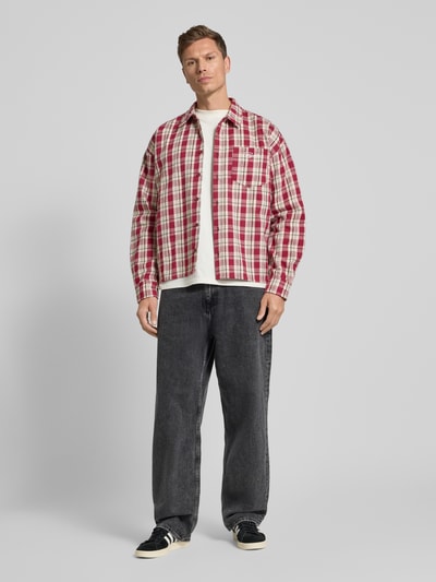 Pegador Oversized Freizeithemd mit Knopfleiste Bordeaux 1