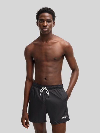 HUGO Zwembroek met labelprint, model 'HAITI' Zwart - 3