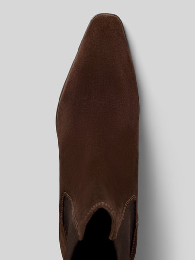 Produktfoto, Stiefeletten aus echtem Leder von Copenhagen in Braun mit abgerundeter Passform, strukturierter Sohle und Blockabsatz.