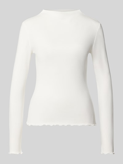 Produktfoto, Slim Fit Langarmshirt aus Modal-Baumwoll-Mix Modell 'Soninchen' von OPUS, weiß, schmale Form, glatte Textur, Damen Langarmshirt