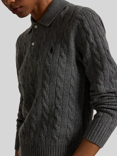 Polo Ralph Lauren Koszulka polo o kroju regular fit z mieszanki wełny z dodatkiem kaszmiru Średnioszary 3