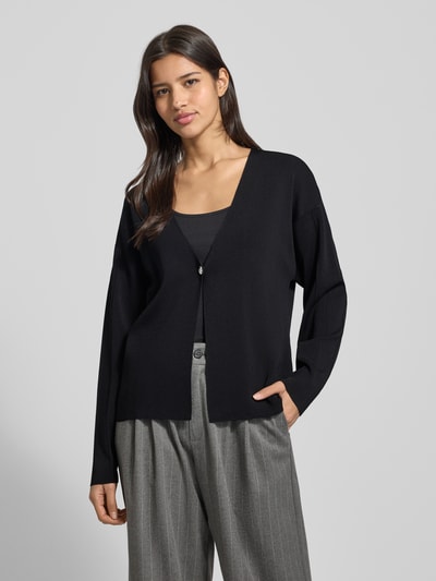 Jake*s Collection Gebreid jack met knoopsluiting. Zwart - 4