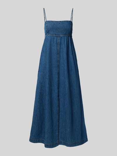 Produktfoto, Maxi Freizeitkleid aus reiner Baumwolle von Tommy Jeans in Denim-Optik, Empire Passform, Karree-Ausschnitt, seitliche Eingrifftaschen.