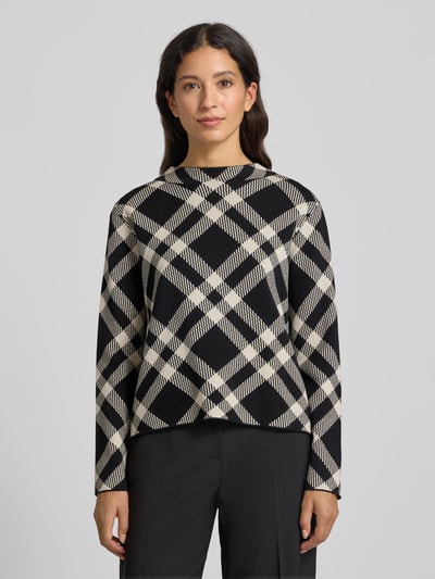 comma Gebreide pullover van viscosemix met ronde hals Zwart - 4