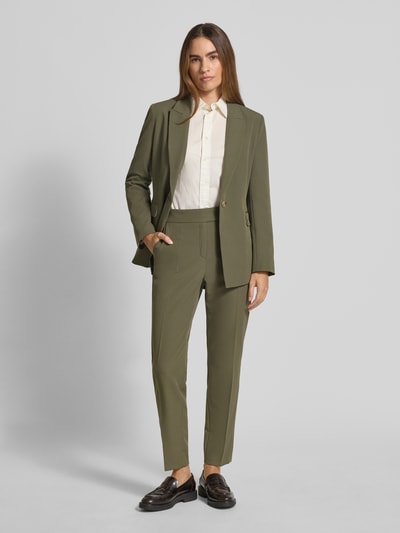 s.Oliver BLACK LABEL Regular fit pantalon met elastische bandinzet Olijfgroen - 1