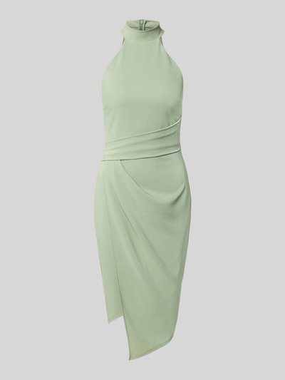 Produktfoto, Slim Fit Kleid mit Stehkragen von Lipsy, elastyczna mieszanka materiałów, krój slim fit, stójka, asymetryczny krój, bez rękawów, marszczenia, długość tyłu w rozmiarze 36: 105 cm, szerokość w rozmiarze 36: 34 cm