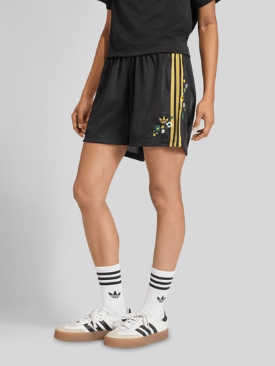 adidas Originals Szorty sportowe z kwiatową aplikacją Czarny 3