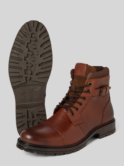 Jack & Jones Lederboots mit Dornschließe Modell 'DEXTER' Cognac 4