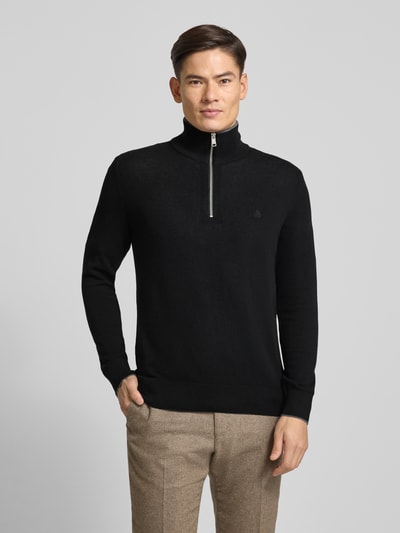 Marc O'Polo Regular Fit Troyer Baumwoll-Schurwoll-Mix Black 4