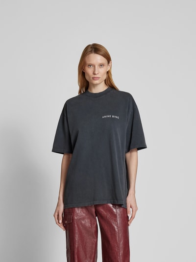 Anine Bing Oversized T-Shirt mit Label-Print Black 4