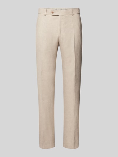 Carl Gross Slim Fit Leinenhose mit Bügelfalten Modell 'Shiver' Beige 2