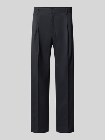 Produktfoto, Loose Fit Anzughose mit Baumwoll-Anteil Modell 'JAROD2' von Strellson in Unifarbe, Twill-Struktur, sichtbare Gürtelschlaufen und Taschen