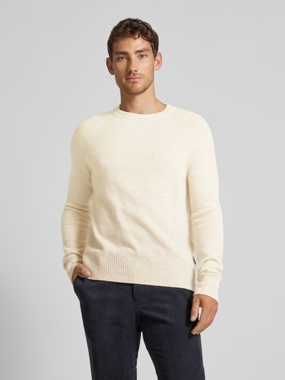 CK Calvin Klein Strickpullover aus Wolle mit Teilungsnähten Modell 'LUXURY' Beige 4