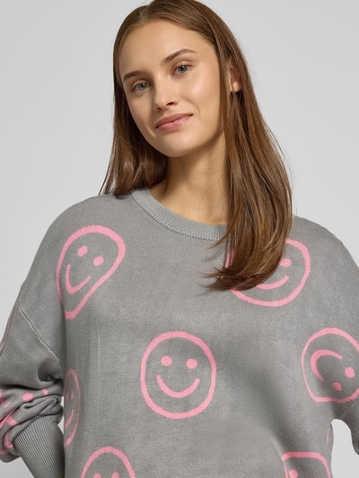 Only Regular Fit Strickpullover aus Viskose-Mix Modell 'MONTANA' Hellgrau Melange 3