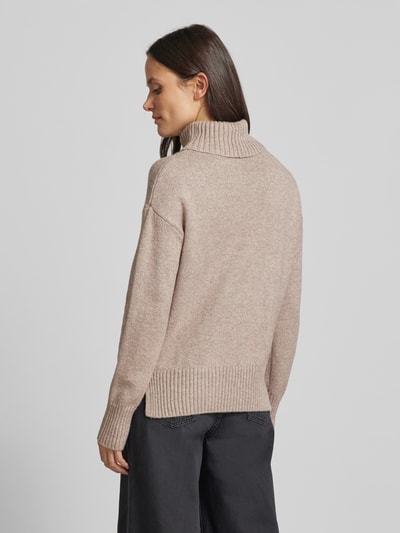 Tom Tailor Rollkragenpullover mit Zopfmuster Beige Melange 5