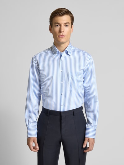 ETERNA Koszula casualowa o kroju regular fit z czystej bawełny z kołnierzykiem typu kent Błękitny 4