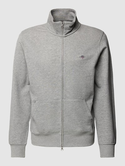 Gant Regular Fit Sweatjacke mit Label-Stitching Silber Melange 2