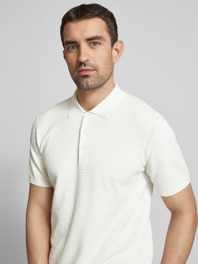 Cinque Regular Fit Poloshirt mit Strukturmuster Modell 'FLAVI' Offwhite 3