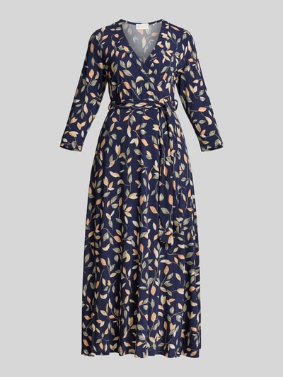 Apricot Wickelkleid mit V-Ausschnitt Marine 2