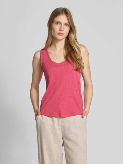 Marc O'Polo Regular fit tanktop van katoenen slubjersey Felroze - 4