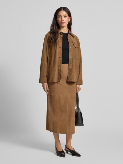 MAX&Co. Regular Fit Lederjacke aus echtem Ziegenleder Modell 'STALLO' Hazel 1