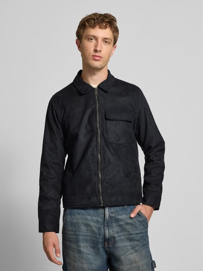 Blend Jacke in Leder-Optik mit Brusttasche Modell 'HELGER' Black 4