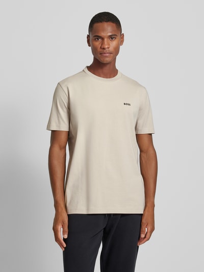 BOSS Green T-shirt met labelprint Beige - 4