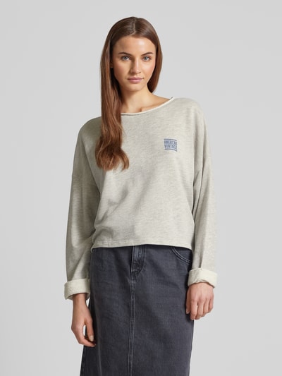 American Vintage Cropped Sweatshirt mit Label-Print Modell 'ZOFBAY' Hellgrau Melange 4