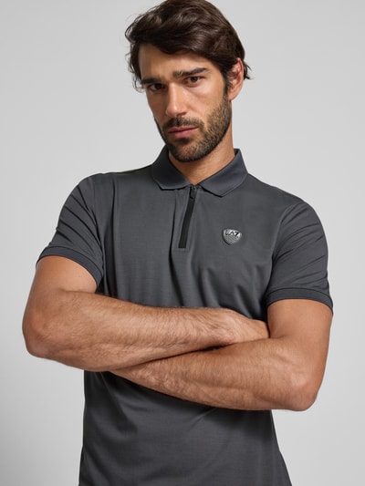 EA7 Emporio Armani Slim fit poloshirt met labelpatch Middengrijs - 3