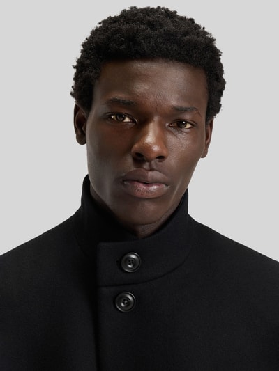 HUGO Regular fit lange wollen jas met opstaande kraag, model 'MINTRAX2541' Zwart - 3